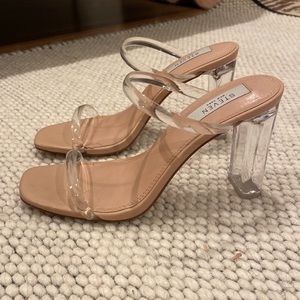 Clear and nude heels